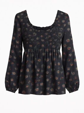 Sonoma Floral Smocked Blouse Size M Boho Peasant Top buy one get second for $7”